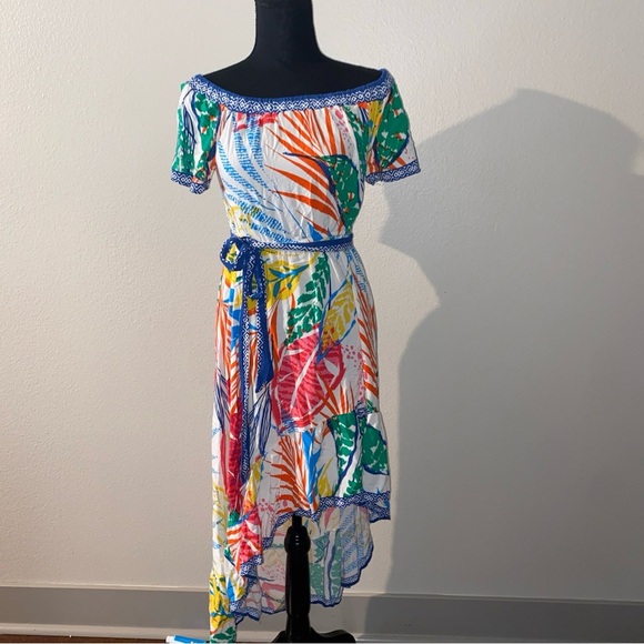 Flying Tomato Blue and Pink Off-Shoulder  Sleeve Sundress - Picture 3 of 8